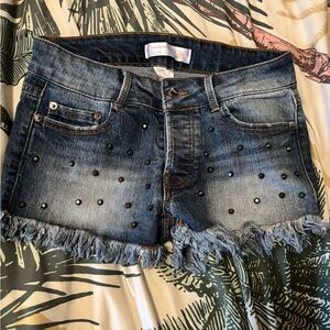 Studded Denim Shorts